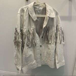 Leather fringe jacket